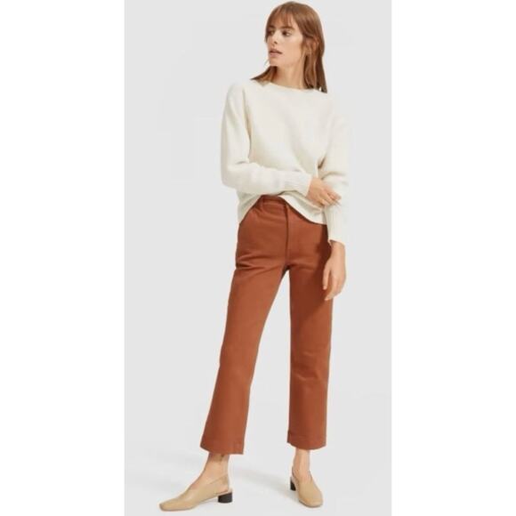 Everlane Straight Leg Crop Trousers in Cocoa Brown Size 10 - Picture 1 of 6